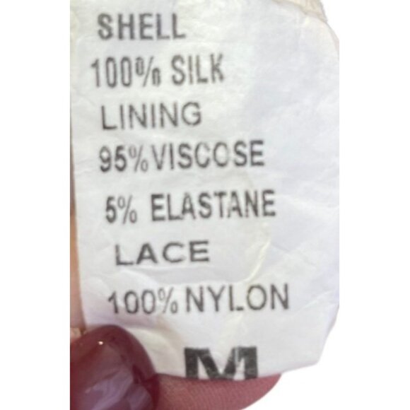 Giusy Blouse  Medium Ivory Tan  Floral 100% Silk - Picture 7 of 8